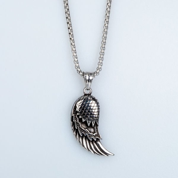 Steel Necklace Viking Wing