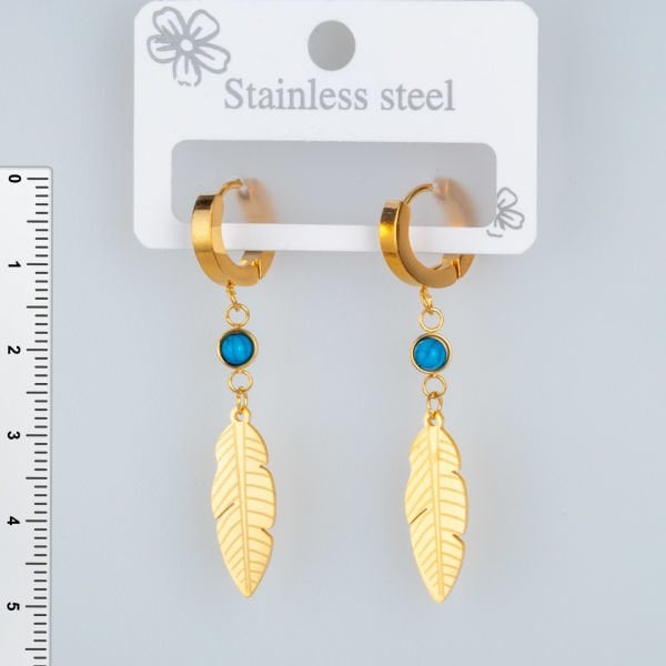 Steel Earring Leaf - 1 Pair