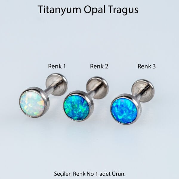 Piercing Titanyum Tragus Opal 5mm