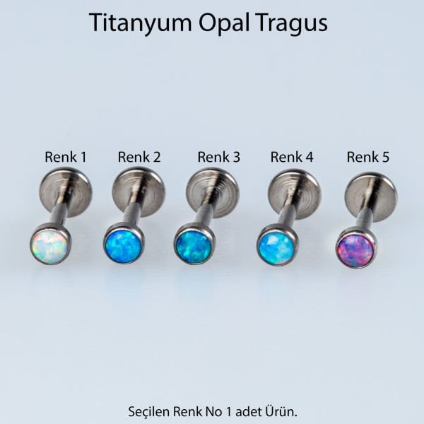 Piercing Titanyum Tragus Opal 3mm