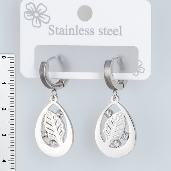 Steel Earring Leaf - 1 Pair
