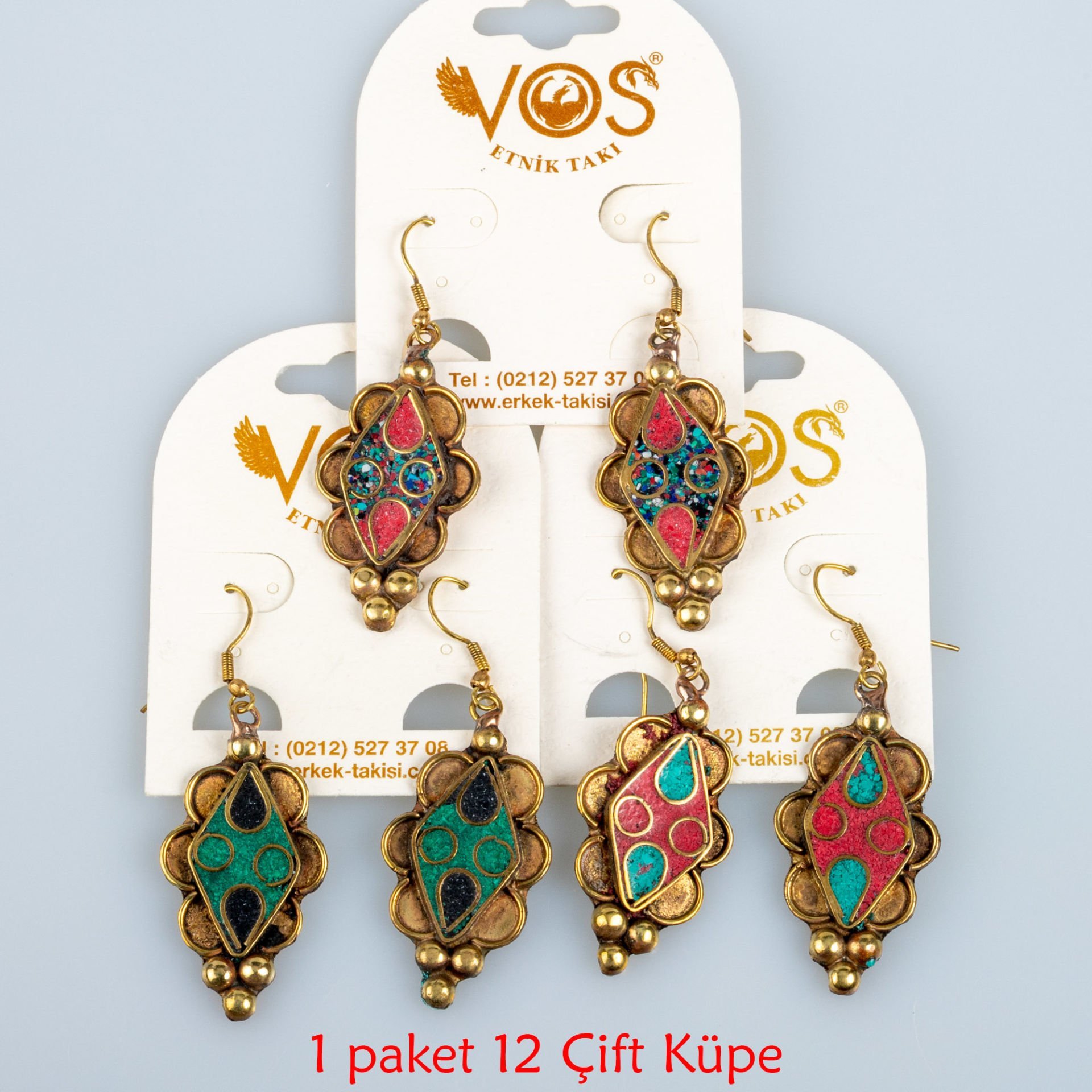 Pirinç Küpe Paket 12 Çift Mix