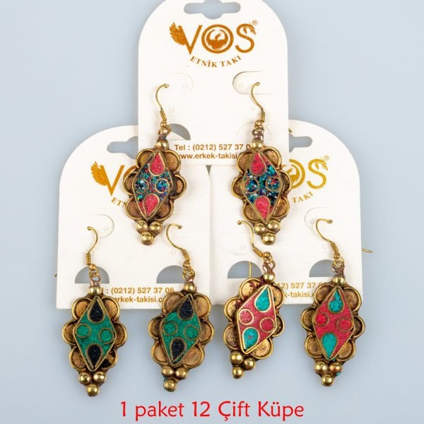 Pirinç Küpe Paket 12 Çift Mix