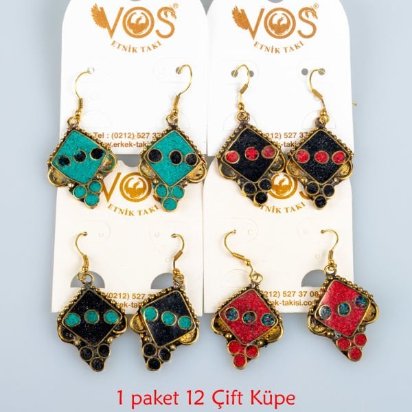 Pirinç Küpe Paket 12 Çift Mix