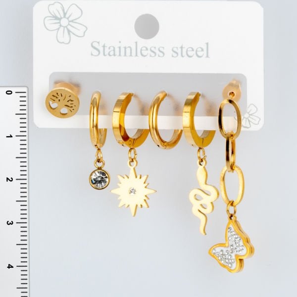 Steel Earrings - 6 Pieces