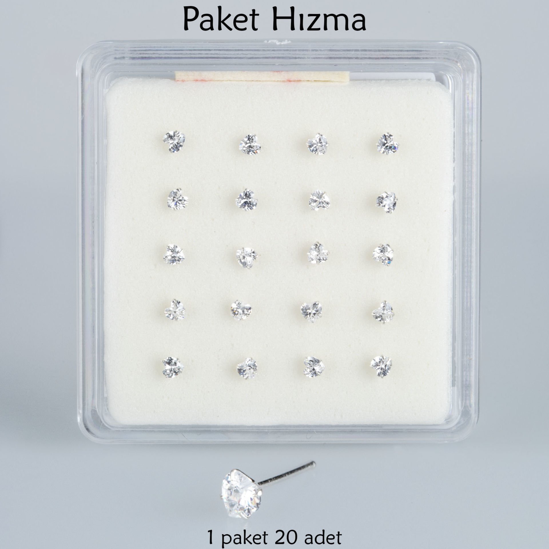 Piercing Hızma Kalp Taş 1 Paket 20 Adet