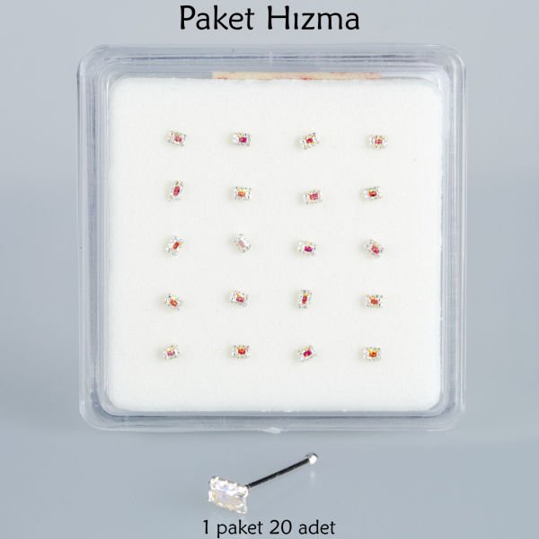 Piercing Hızma Dikdörtgen Taş 1 Paket 20 Adet