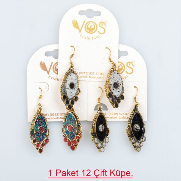 Brass Earring Pack 12 Pairs Mix