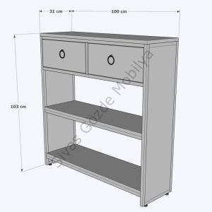 Ekonomik Ferforje 2 Çekmeceli Raflı Dresuar Konsol 100x31x103cm