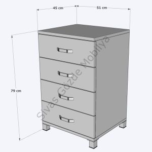 Ekonomik 4 Çekmeceli Komodin Şifonyer 51x45x79cm