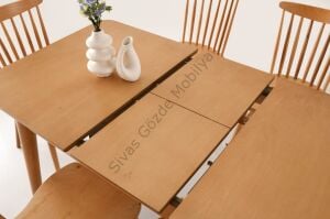 Yakut Kırlangıç Ağaç Açılır Yemek Masa Sandalye Takımı 80x120