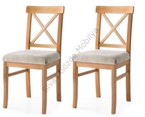 Ahşap Ağaç Mutfak Sandalyesi Alaçatı 2 li Set