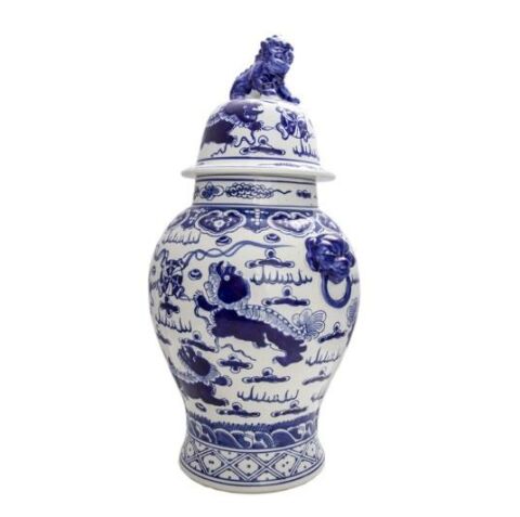 Ravi Mavi Çin Aslanlı Porselen Küp 82 Cm