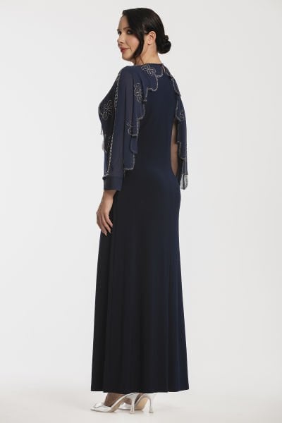 Kolları Lazer Kesim Taş Detaylı Büyük Beden Kadın Abiye Elbise 3571