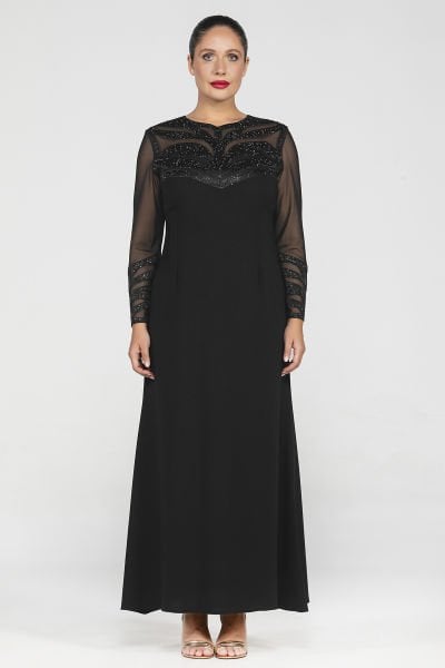 Nakış ve Taş Detaylı Büyük Beden Abiye Elbise 3555