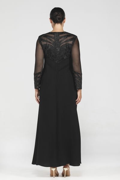 Nakış ve Taş Detaylı Büyük Beden Abiye Elbise 3555