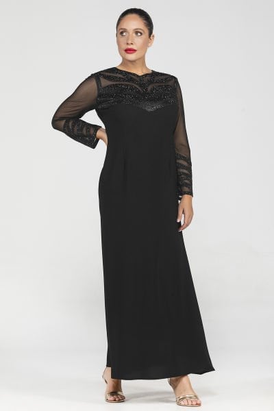 Nakış ve Taş Detaylı Büyük Beden Abiye Elbise 3555