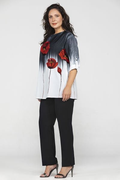 Çiçek Desen Baskılı Rahat Kesim Büyük Beden Kadın Bluz 8974