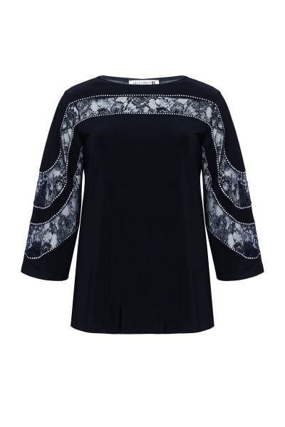 Parçalı Dantelli Büyük Beden Kadın Bluz 9006