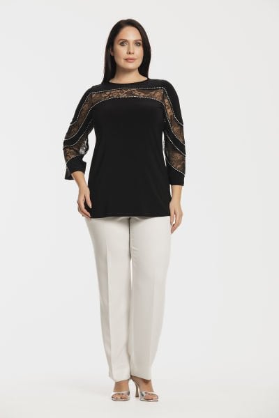 Parçalı Dantelli Büyük Beden Kadın Bluz 9006