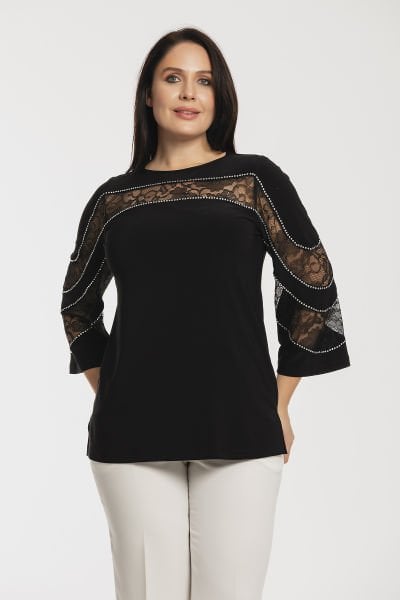Parçalı Dantelli Büyük Beden Kadın Bluz 9006