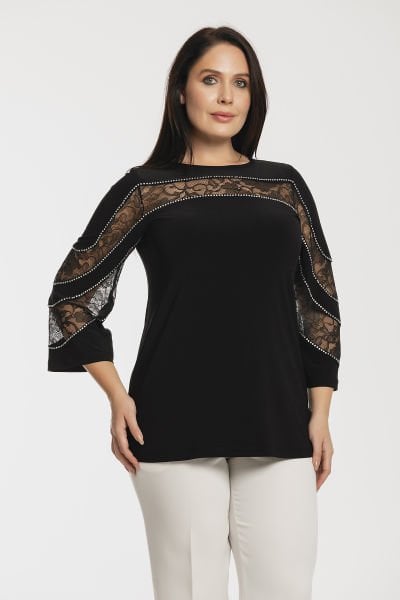 Parçalı Dantelli Büyük Beden Kadın Bluz 9006