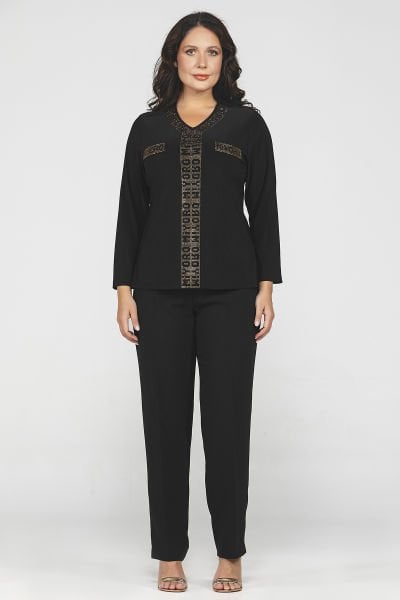 Miyoro Logolu Taş Detaylı Büyük Beden Bluz 8965