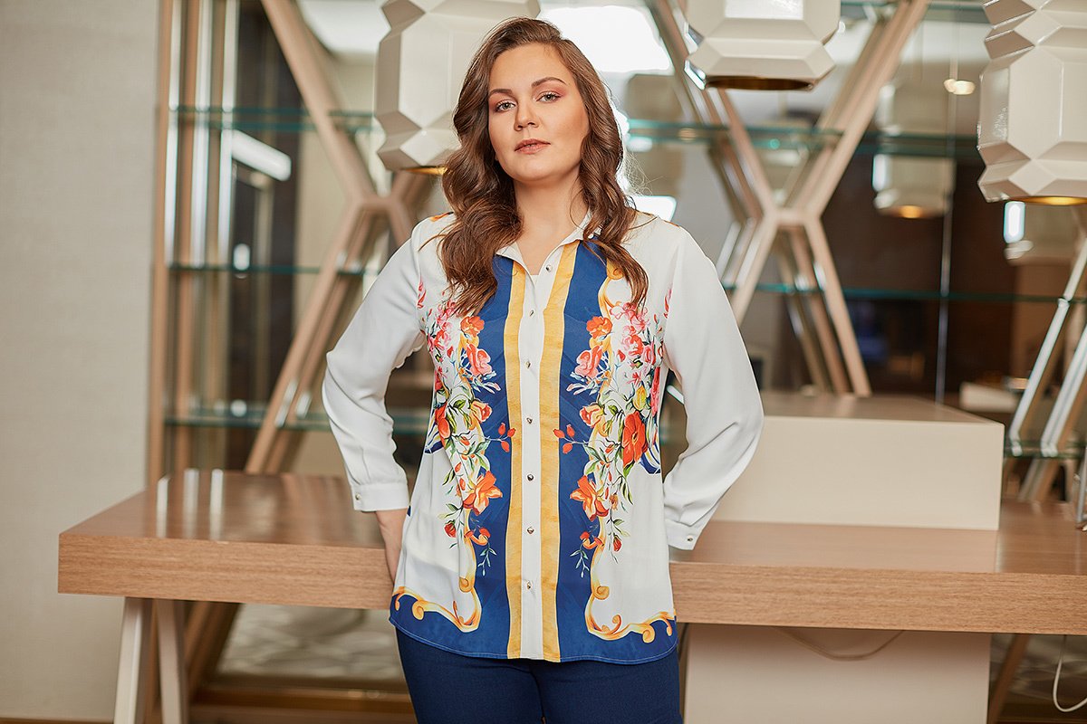 Digital Baskılı Büyük Beden Gömlek 8653