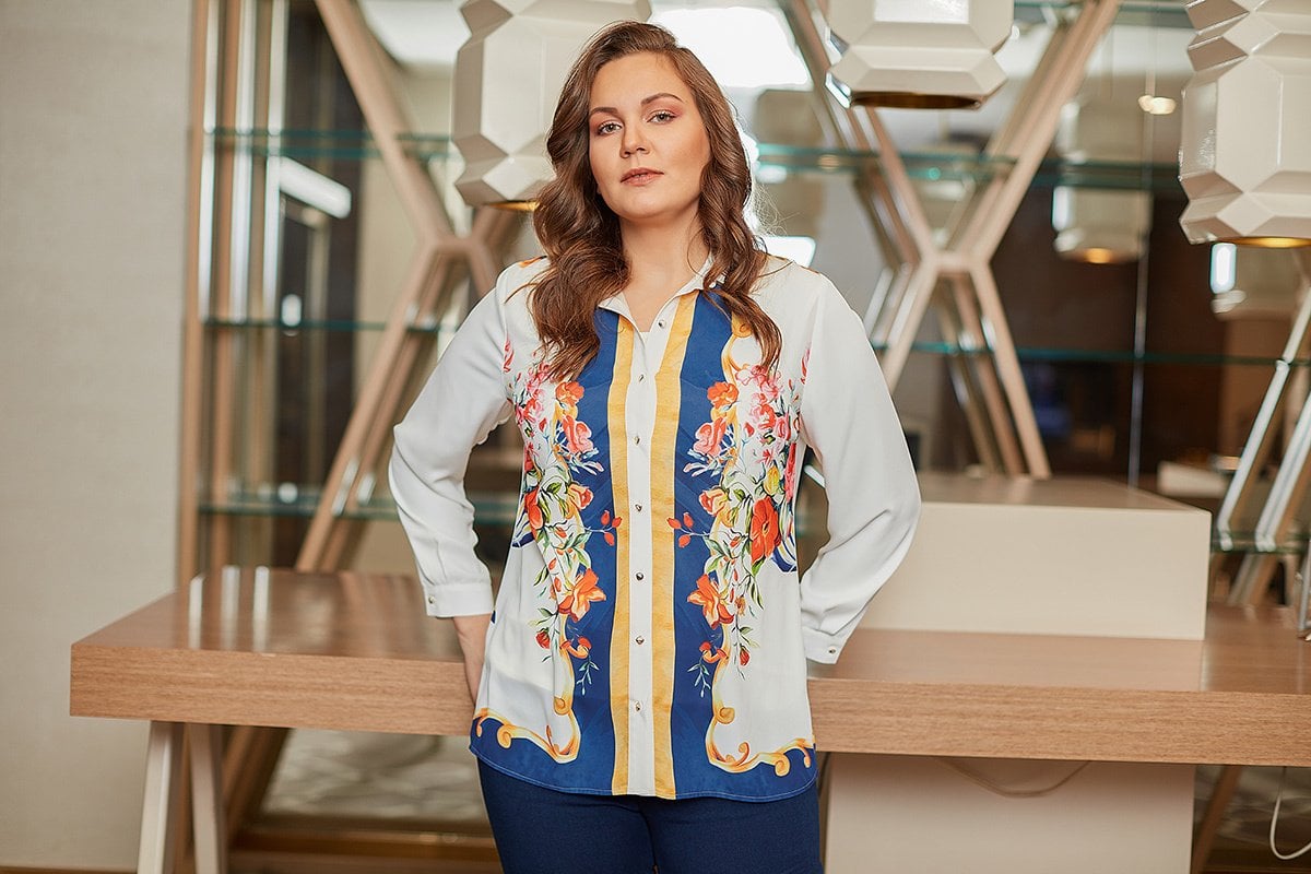 Digital Baskılı Büyük Beden Gömlek 8653