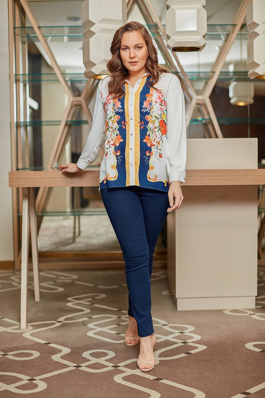 Digital Baskılı Büyük Beden Gömlek 8653