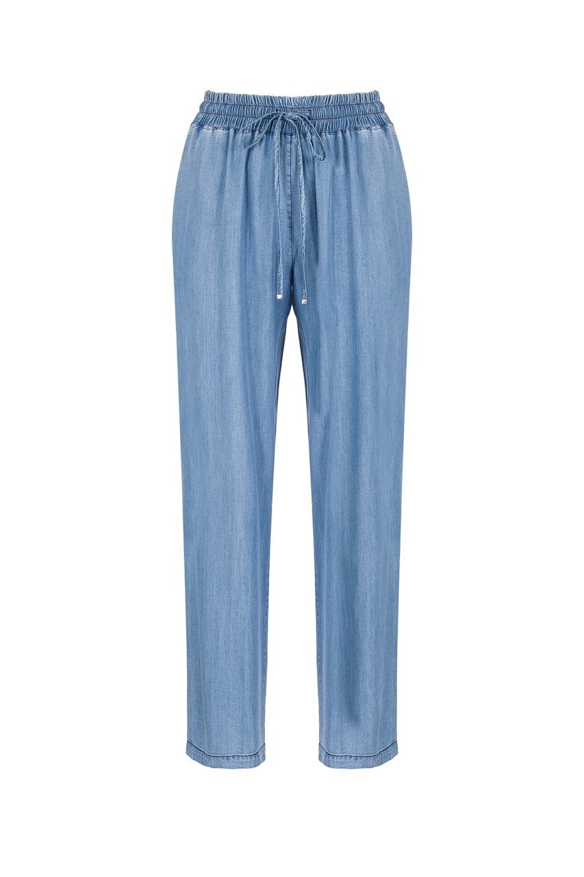 Beli Lastikli Cepli Tencel Büyük Beden Kadın Jogger  Pantolon 1955