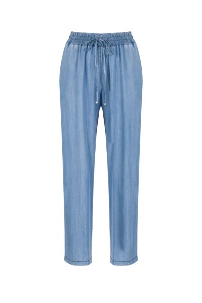 Beli Lastikli Cepli Tencel Büyük Beden Kadın Jogger  Pantolon 1955