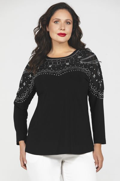 Yonca Taş Detaylı Büyük Beden Kadın Bluz 8968