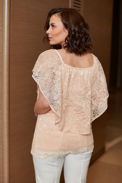 Büzgü Yaka Dantel Bluz 8572