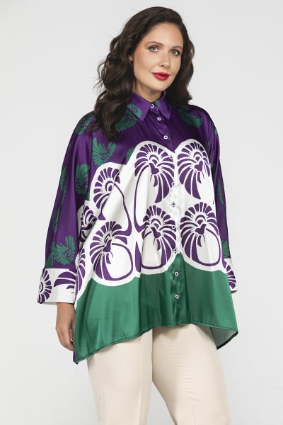Yarasa Kesim Desenli Büyük Beden Gömlek 8963