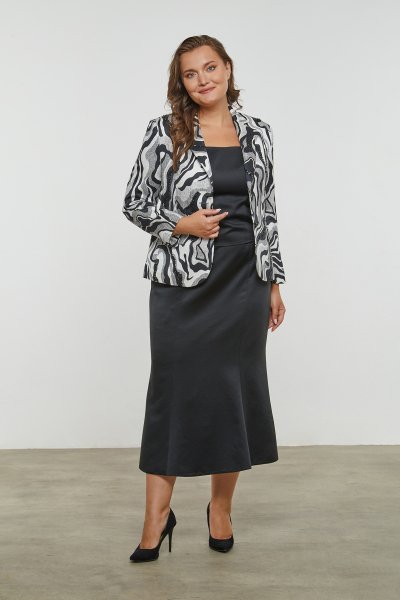 Ceketi Desenli Büyük Beden Üçlü Takım 588