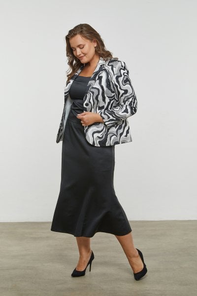 Ceketi Desenli Büyük Beden Üçlü Takım 588