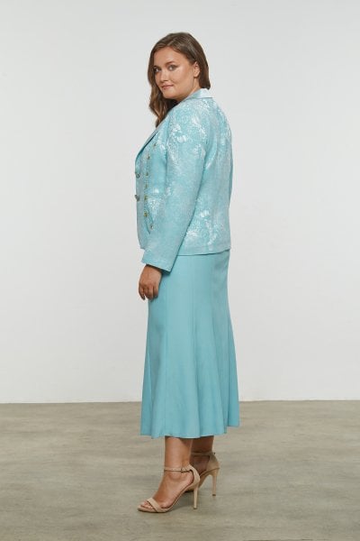 Jakar Desenli ve Boncuk İşleme Detaylı Üçlü Büyük Beden Takım 525