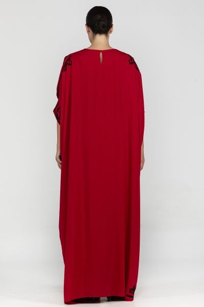 Nakış Detaylı Geniş Kaftan Kesim Büyük Beden Kadın Elbise 3532