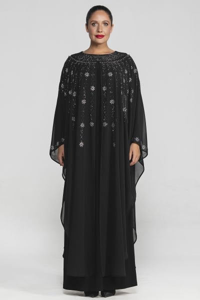 Geniş Yarasa Kesim Büyük beden Abiye Elbise 3562