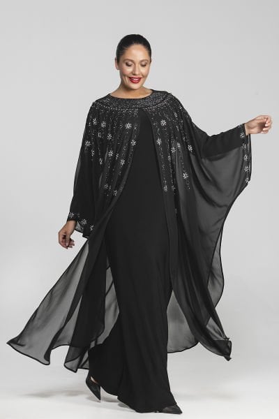 Geniş Yarasa Kesim Büyük beden Abiye Elbise 3562