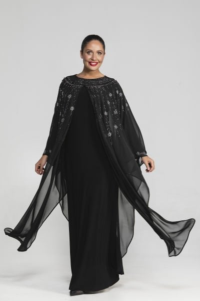 Geniş Yarasa Kesim Büyük beden Abiye Elbise 3562