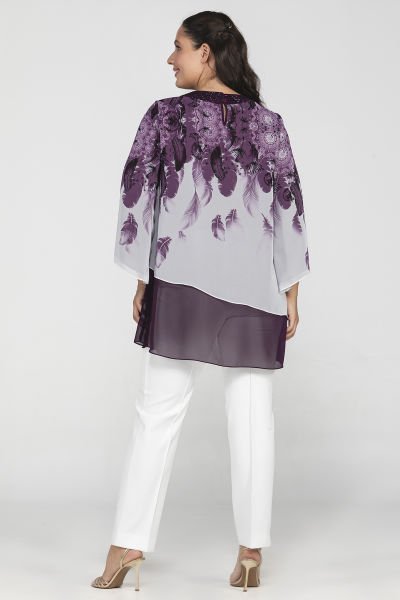 Asimetrik Kesim Dijital Büyük Beden Kadın Bluz 8951