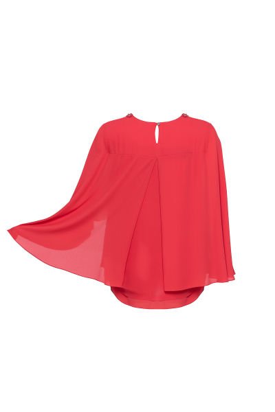 Arkadan Öne Doğru Dönen Pelerin Kol Detaylı Büyük Beden Kadın Bluz 8566