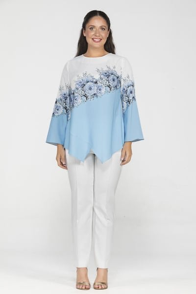 Verev Çiçek Desenli Büyük Beden Kadın Bluz 8977