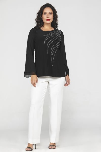 Yaprak Form Taş Detaylı Büyük Beden Kadın Bluz 8957