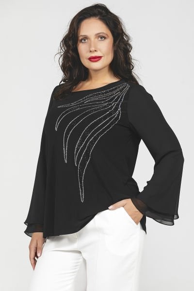 Yaprak Form Taş Detaylı Büyük Beden Kadın Bluz 8957