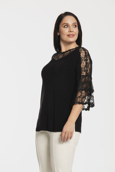 Dantel ve Çiçek Motif Detaylı Büyük Beden Bluz 8666
