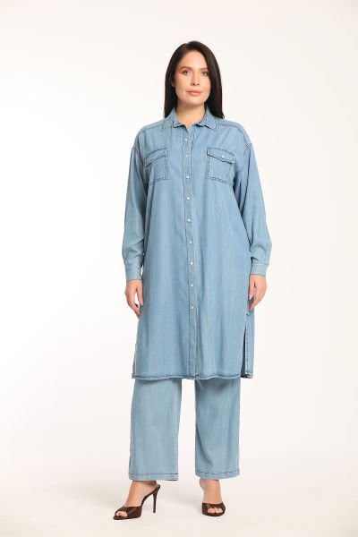 Cep ve Roba Detaylı Tencel Büyük Beden Kadın Tunik 8997