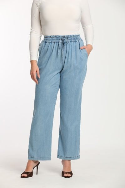 Beli Lastikli Cepli Tencel Büyük Beden Kadın Jogger Pantolon 1968